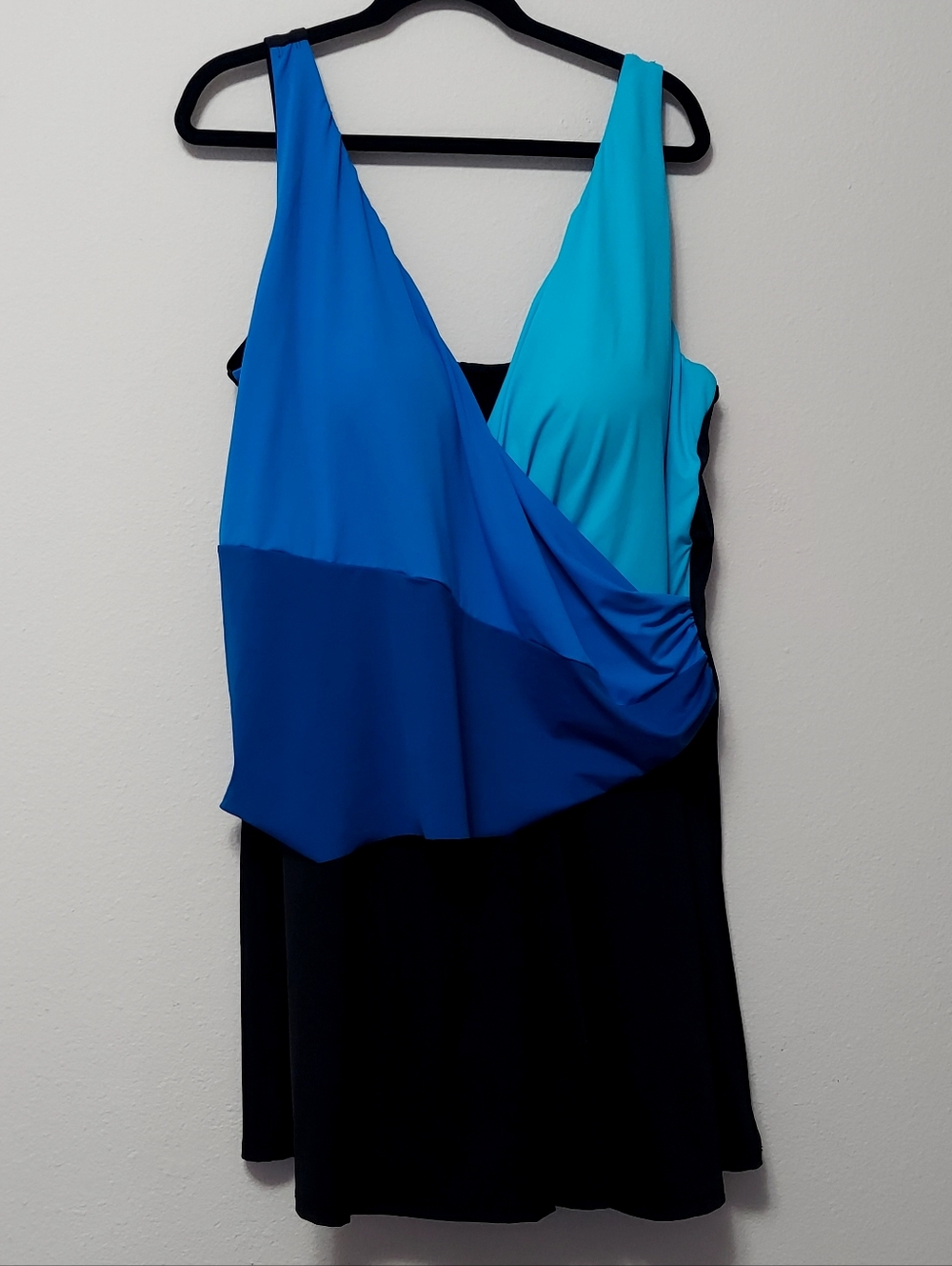 Color Block Fit And Flare Swim Dress By Swim 365 Plus Size 28 - Picture 2 of 7